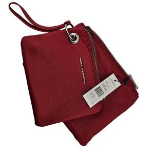 French Connection Lara Pebble Double Slim Pouches Wristlet FCWH24210-RED Red NWT